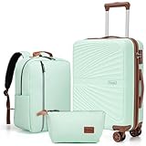 Eeeza Carry On Luggage Set 22x14x9 Airline Approved Luggage Sets 3 Piece,Suitcases with Wheels,ABS Hard Case Luggage with TSA Lock Spinner Wheels(20 Inch,BP/TB)