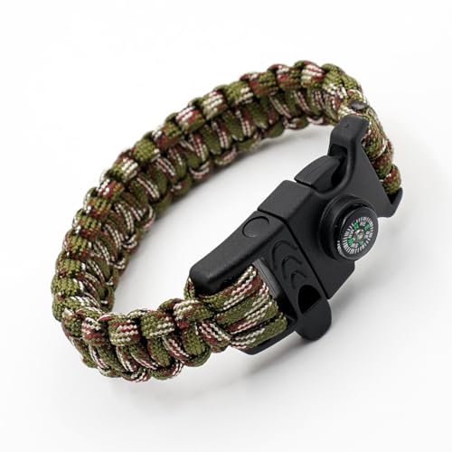 8-Pack 3in1 Notfall Überleben Armband mit Pfeife und Kompass, Überleben Kit, Wild Camping Ausrüstung Kit, Wildness Notfall Überleben Kit für Camping, Outdoor Reisen, Wandern, Notfall Überleben oder zu