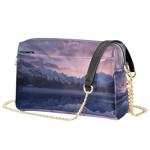 susiyo Snowy Landscape Lake Crossbody Bags for Women PU Leather Crossbody Purse Small Shoulder Handbag Purses for Girls2
