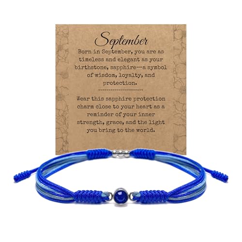 HARACRAFT September Birth Stone Bracelet, Luck and Protection Tibetan Bracelet, Surfer String Wrap...