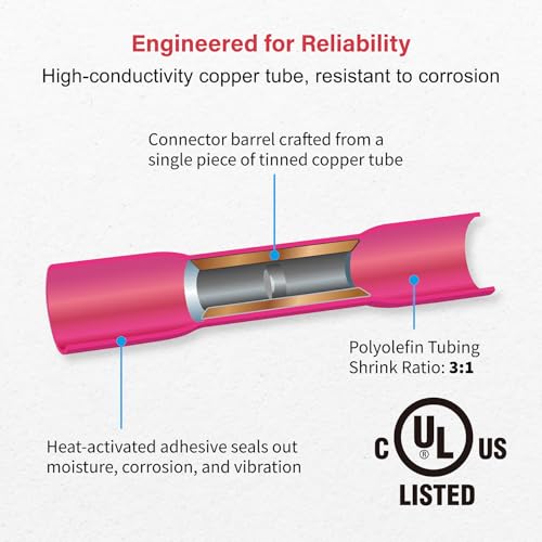 Connecteurs thermorétractables étanches en polyoléfine rouge pour gaine thermo de câbles - 2