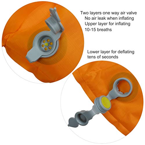 MARCHWAY Ultralight Inflatable Sleeping Pad Mummy Style, Durable Compact Portable Camping Air Mat for Outdoor Hiking Backpacking Traveling (Orange) - Thumbnail 5