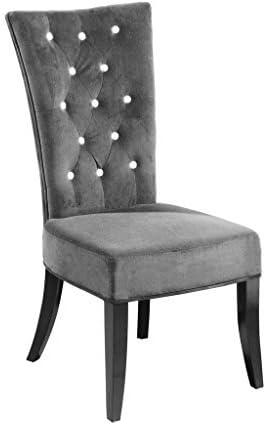 Radiance Set of 2 Silver Diamante Velvet Fabric Dining Chairs Solid Oak Legs