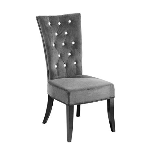 Radiance Set of 2 Silver Diamante Velvet Fabric Dining Chairs Solid Oak Legs