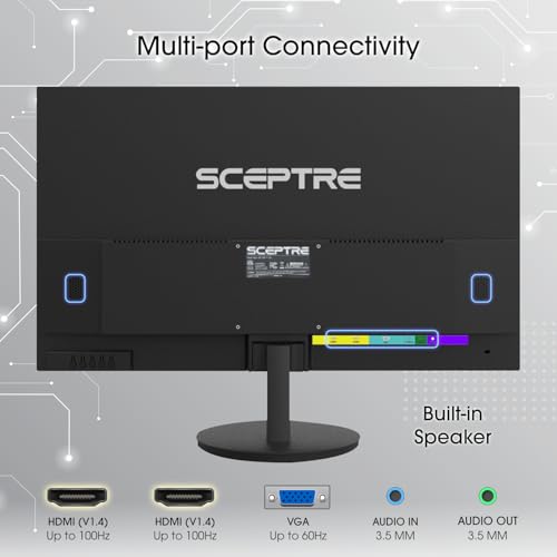 Sceptre E275W-19203R 27 inch1080P LED Monitor 99% sRGB 2X HDMI VGA Build-In Speakers, Machine Black (E275W-19203R series) by Sceptre - Image 2