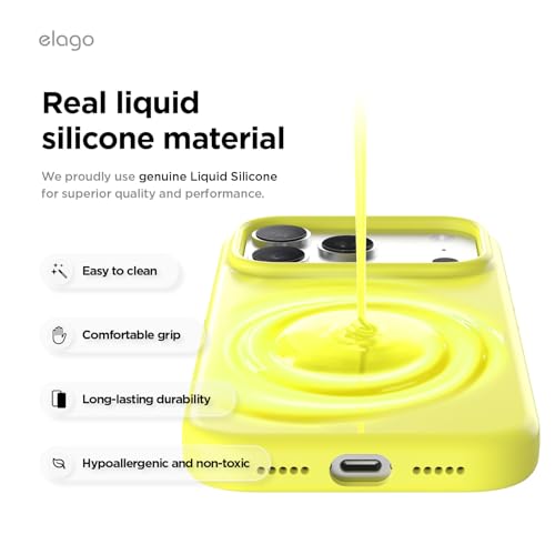 elago Premium Magnetic Silicone Case for iPhone 17 Pro Neon Yellow by elago - Used condition - Image 6