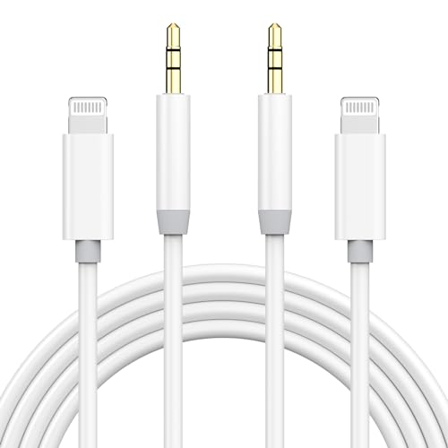 Aux Cord for iPhone, 2 Pack [Apple MFi Certified] Lightning to 3.5 mm Aux Audio Headphone Jack Adapter Male Stereo Audio Cable for iPhone 14 13 12 11 XS XR X 8 to Speaker/Car Home Stereo/Headphone