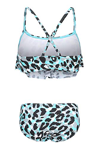 Image of Girls Two Piece Bikini Swimsuits Striped Ruffle Swimwear Falbala Bathing Suit Set