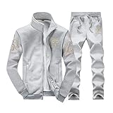 Men Tracksuit 2 Piece Outfits Set Sportwear Trainingspak Jacket Coat & Pant Tracksuits Sets Grey
