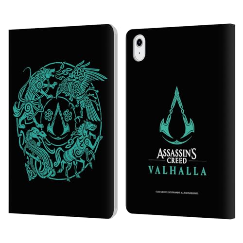 Protection iPad Air cuir anti-choc avec rangements cartes et style Assassin's Creed Valhalla