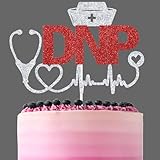 Red Glitter DNP Cake Topper, Class of 2025/DNP 2025/Officially DNP, 2025 DNP Graduation Party Decorations Supplies
