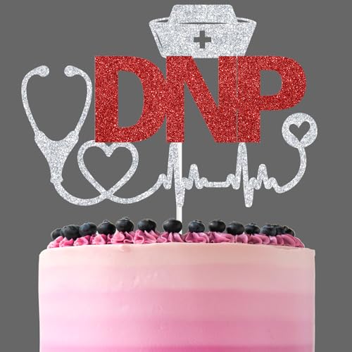 Red Glitter DNP Cake Topper, Class of 2025/DNP 2025/Officially DNP, 2025 DNP Graduation Party Decorations Supplies