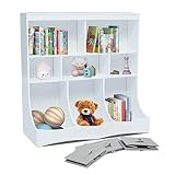 Kinfant Kids Bookcase Storage Organizer - 3-Tier Cabinet with 3 Removable Drawers/Baskets, Freestand
