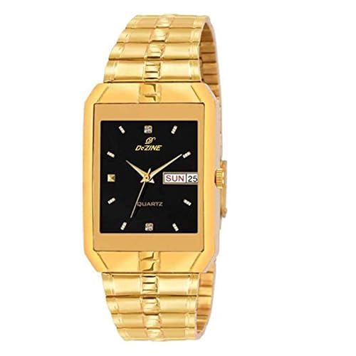 Image of Dezine Men's Day Date Display Golden Analog Watch