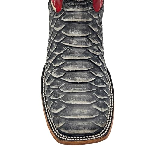 Image of Vaccari Men's Cooper Genuine Exotic Print Leather & NCAA League Embroidery Broad Square Toe Cowboy Boots