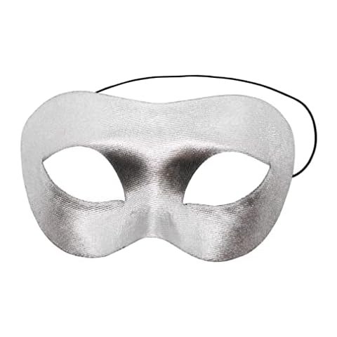 Nunubee Masquerade Mask for Men Women, Halloween Adult Masquerade Masks, Black Mardi Gras Mask 17*9cm Silver Cover