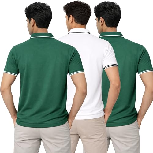 Image of Hangout Hub Men's Polo T Shirt | Solid | Plain Regular Fit Tees|Collar T-Shirts|Half Sleeves|Set of 1 & 2|HH.MP.MAR