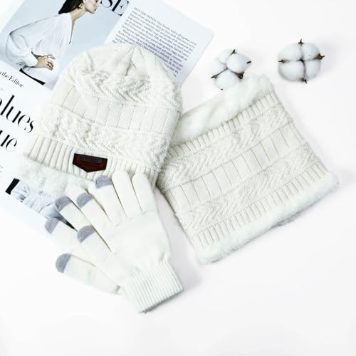 Image of Winter Beanie Scarf for Boys Girls (5-12 Years) Hats Circle Scarf Kids Slouchy Skull Cap