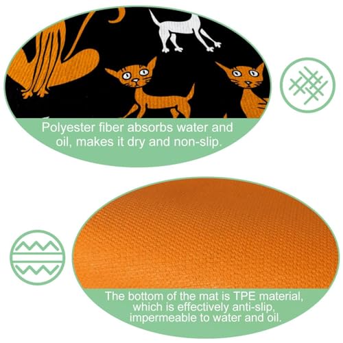 Tapete de cocina de 2 piezas alfombra pasillo lavable juego antideslizante gatos rojos 6
