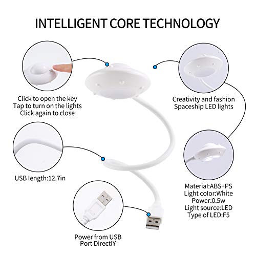 Nvted 2 Pcs Usb Led Reading Light Lamp, Creative Ufo Eye-Care Flexible Usb Light Led Laptop Lamp On/Off Switch For Notebook Laptop, Desktop, Pc And Mac Computer #TOP6
