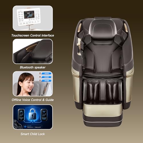 Image of ROTAI R-RELX Luxury 3D Massage Chair | 19 Auto Programs | Zero Gravity Recliner | 7 inch Touchscreen Controller | Bluetooth Speakers | Smart Voice Control | Child Lock & Sleep Mode (Brown)