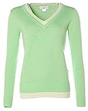 In aktuellen Trendfarben rick cardona Damen Strick Rundhals V-Pullover Feinstrick Grün 44