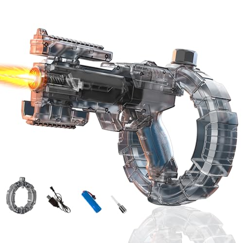 Pistola de agua eléctrica con luces LED, pistola de agua automática, gran capacidad, 320 ml, pistola de agua con alcance de hasta 8-9 m, juguete para piscina, pistolas de agua para adultos, niños y