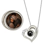 Charmify Collar de proyección personalizado con imagen en el interior, colgante de corazón con detalles de circonita cúbica, joyería conmemorativa para mujer, regalo del día de la madre, regalo
