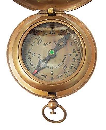 The New Antique Store - Brass Sundial Compass with Leather Case and Chain - Steampunk Accessory - Antiquated Finish - Beautiful Handmade Gift -Sundial Clock (Classic) - Image 6