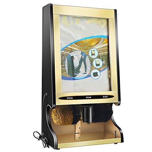 PVGYUJFD Máquinas limpiabotas. Sensor Completamente automático con Cartel publicitario reemplazable, Cepillo eléctrico for Zapatos públicos(Golden)