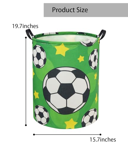 Image of Soccer Kids Laundry Basket Baby Hamper Soccer Toy Storage Bin for Boys Room Decor Baby Nursery Hamper Gift Baskets for Bedroom Bathroom(Green Soccer)