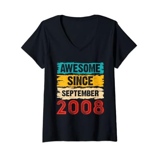 Mujer Regalos de 15 años impresionantes desde septiembre de 2008 para 15 cumpleaños Camiseta Cuello V