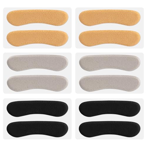 Lot de 6 Coussinets de Sangle Sandale, 3 Couleurs Coussinets Auto-Adhésifs et Souples Talons pour Éviter les Frottements et les Glissements (Noir, Gris, Jaune)