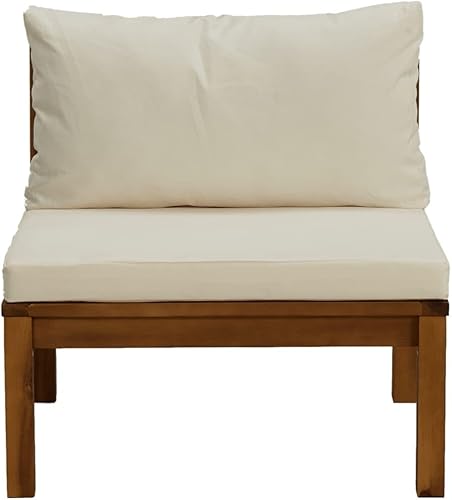 Miniatura 8 de vidaXL Juego de sofá de 2 piezas con cojines blanco crema madera de acacia maciza