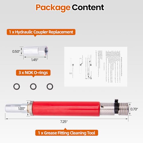 Image of Upgraded Grease Fitting Cleaning Tool [304 Piston Rod], Zerk Fitting Cleaning Tool, Remove Old Dried Grease from Fittings, Pins, Shafts, Bushings, and Joints (Red)