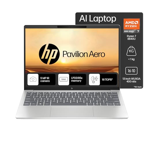 HP Pavilion Aero, AMD Ryzen 7-8840U AI Laptop, 16 Tops (16GB RAM