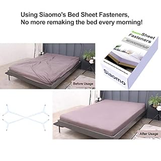 Siaomo Sheet Fasteners Suspenders Straps - Adjustable Crisscross Bed Sheets Holder Clips Elastic Band Sheet Keeper Stays Grippers,2Pcs/Set White