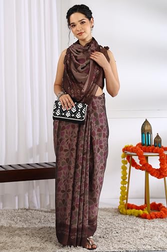 Image of MIRCHI FASHION Saree for Woman | Chiffon Floral Printed Breathable Occasional Sari with Blouse