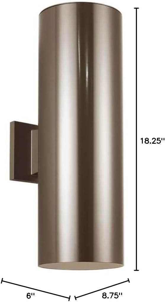 Sea Gull Lighting Generation Lighting 8413997S-10 Contemporary Modern LED Wall Sconce from Seagull-Outdoor Cylinders Collection in Bronze/Dark Finish, 18 1/4" H