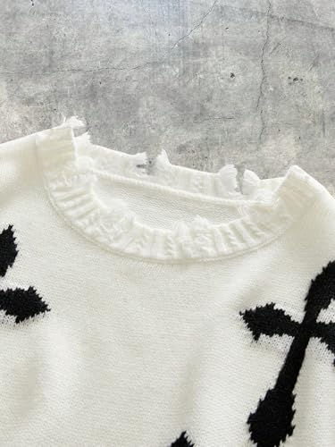 ZAFUL Cross Print Sweater Vests Sleeveless Rund Neck Knit Tank Top Casual Pullover Sweater Vest3