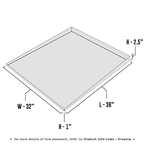 Front-Load Washer Drip Tray - 36\" x 32\" (Galvanized Steel) | Water Damage Prevention | No Leak | Made In The USA | Welded Water Tight - Thumbnail 2