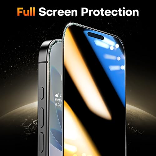 Image of TOCOL Privacy Screen Protector for 17 /16 Pro 6.3 inch 9H Hardness Military Grade Shatterproof HD Tempered Glass for Full Coverage Easy Installation 2 Pack