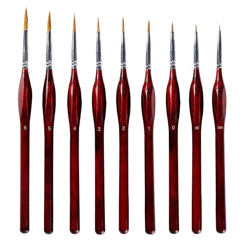 9 x Acrylic Paint Brushes for Watercolour Gouache and Acrylic Painting, Ideal for Detailing and Finishing