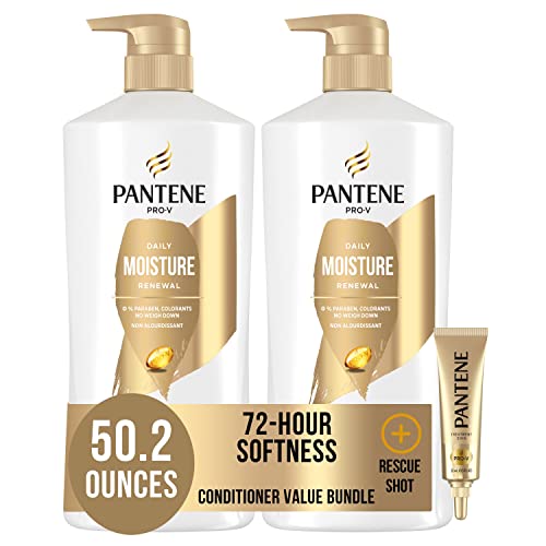 Pantene Conditioner Twin Pack with Hair Treatment, Daily Moisture Renewal for Dry Hair, Safe for Color-Treated Hair