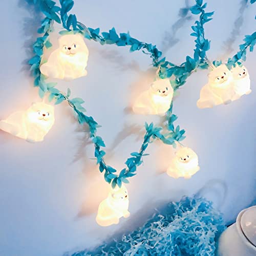 Chat avec vigne guirlande lumineuse LED déco pour fête de Noël et Halloween