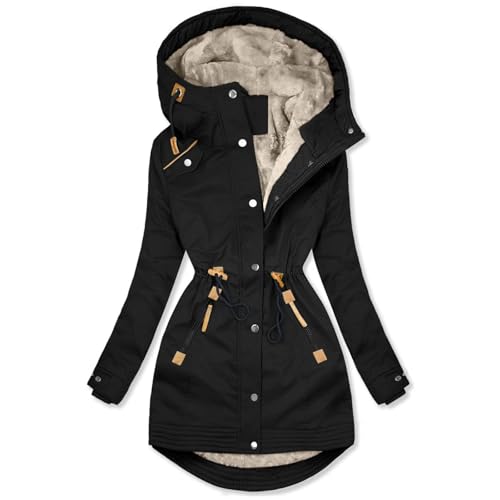 Chaqueta de lana invierno mujer abrigo forrado estrecho manga larga con cremallera