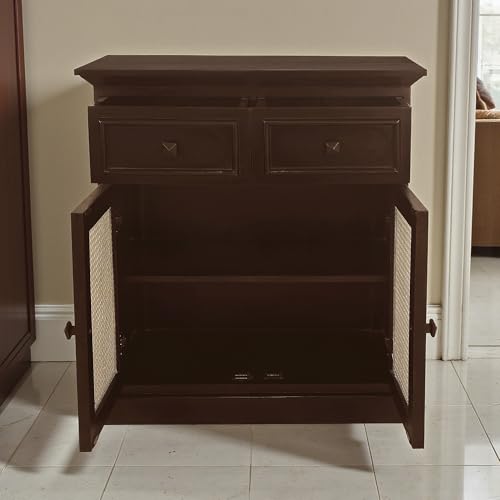Image of The Attic Ardenwood Classic Cane Door Sideboard,Wooden Sideboard Cabinet, Cane Door Sideboard, Walnut Cane