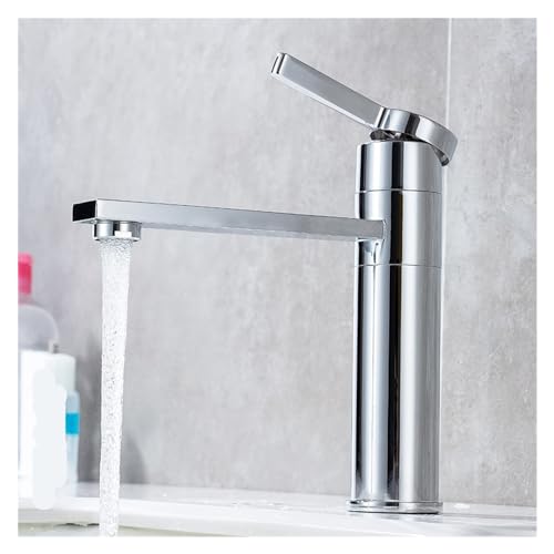 Robinet cascade chrome short pour lavabo monotrou à eau chaude et froide - 6