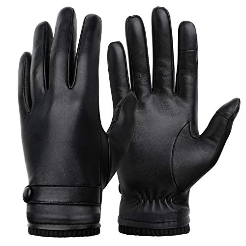 4UMOR 手袋 本革 メンズ グローブ スマホ対応 タッチパネル 防寒 保温 冬用 レディース クリスマスプレゼント (Ｍ)