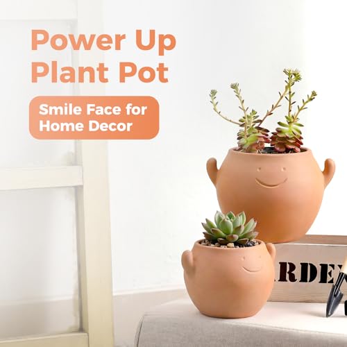 50% Off Cute Smiley Face Terracotta Planter Pot with Drainage